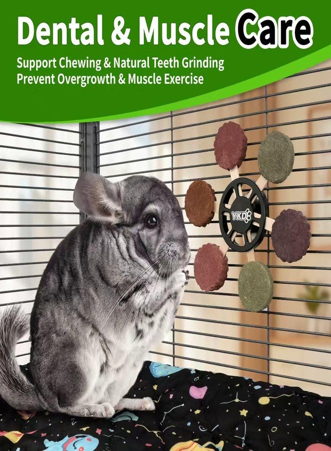 YKD Natural Timothy Hay Cookie Sticks Chew Toys for Teeth, Rotating Aluminum Alloy Chinchilla Cage Toys, Bunny Chew Treats for Rabbits, Guinea Pigs, Chinchillas (Black - Aluminum Alloy Toy) - Image 3